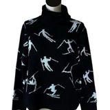 CeCe NWT  Ski Turtleneck Sweater Large Black White Photo 0