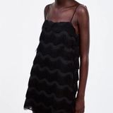 ZARA Black Fringe Dress Photo 0
