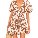 House of Harlow  Madeline 1960 Mini Dress Free Spirit Brown Photo 0