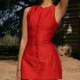 Commence Button-Front Sleeveless Short Dress Photo 0