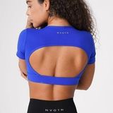 NVGTN Saphire Blue Open Back Cropped Tee Photo 0