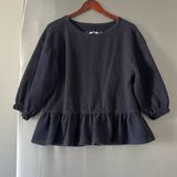 Anthropologie Maeve/ navy peplum top Photo 0