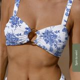 Berlook Ruched Cutout Floral Bikini Top only 64 White Size L Photo 0