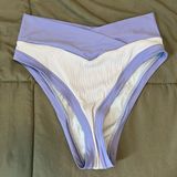 Aerie  Swim Ribbed High Cut Cheeky Purple Size Medium NWT Photo 0