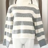 Calvin Klein NEW Jeans Wool-Blend Turtleneck Sweater Cream/Grey Size L EXCELLENT Photo 0