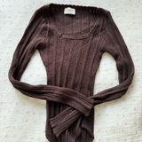 Allie Rose Brown knit bodysuit  Photo 0