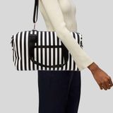 Alice + Olivia Duffel Bag NWT Black and White Stripes Weekender Tote Photo 0