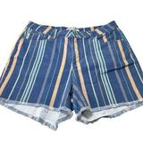 Judy Blue  High Waist Striped Denim Fray Hem Shorts Size 2XL Summer Photo 0