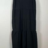 Old Navy Maxi Tiered Dress Black Seersucker Smocked Back Sleeveless Size Lg Tall Photo 0