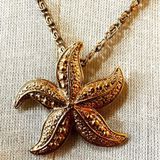 Vintage STARFISH gold tone pendant Necklace Photo 0