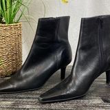 Ralph Lauren Black Morrison Zip Up Ankle Point Toe Leather Bootie Boot 7 Photo 0
