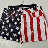 None NWOT AMERICAN FLAG DENIM SHORTS Photo 0