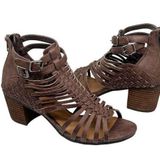 Not Rated NEW  Woven Strappy Heeled Sandals in Taupe Tan Size 9.5 Photo 0
