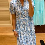 Crown & Ivy  Blue Floral Midi Dress Photo 0