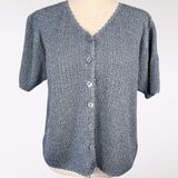 Sag Harbor VTG 90's Knit Short Sleeve Cardigan Sweater Silk Blend Large Photo 0