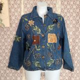 New Direction Vintage 90s blue denim jacket nature leaf embroidered
size large
Photo 0