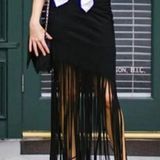 Nic+Zoe  black knit midi fringe skirt Photo 0