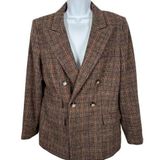 Alex Marie Size 10 Womens Blazer Plaid Brown Wool Blend Long Sleeve Button Photo 0