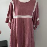 L Love Pink Boho Dress Small S Lace 100% Cotton Photo 0