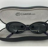 VTG Y2K Coastal Sunglasses Black Oval Frame Retro Aesthetic with Case Photo 0