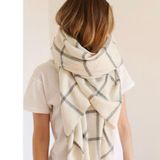 Old Navy  Oversized Flannel Scarf Ivory Photo 0