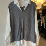 Gray cable knit sweater vest with white skirt Size M Photo 0
