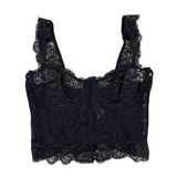 NA-KD  - Sleeve Lace Crop Corset Top in Black Photo 0