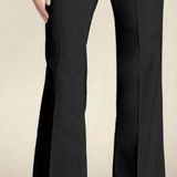 Theory Emery Crunch Pant Black Sz 4 Wide Flare Leg Linen Trousers Career Office Photo 0