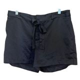 Banana Republic  NWT Silky 4" Black Tie Waist Mid Rise Tailored Shorts Size 10 Photo 0
