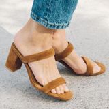 Soludos  Brown Suede Mule Sandal SIZE 9 Ines Heel Walnut Minimalist Chunky NEW Photo 0