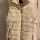 Banana Republic White Puffer Vest with Fur Detachable Hood Photo 0