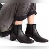 Madewell Women's Brynn Black Leather Square Toe Ankle Boots Size 9 Photo 0