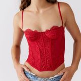 Urban Outfitters Out From Under Modern Love Corset Top In Red Size M Photo 0