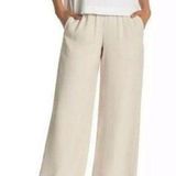 Vince Beige High Waist Wide Leg Elastic Waist Pull-on Crepe Trousers Size Small Photo 0