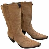 Franco Sarto Brown Suede Leather Pull On Pointy Toe Cowboy Boot Photo 0