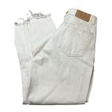 ZARA White Ankle Denim Jeans Raw Hem Button Fly Size 8 Photo 0