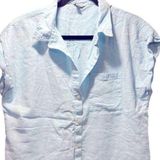 Orvis M Light Blue Linen-Blend Short Sleeve Button-Up Shirt Photo 0