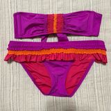 Becca  Strapless Colorful Ruffle Bikini Set Photo 0