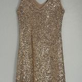 INC Gold sequin cocktail holiday party mini dress, small Photo 0