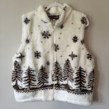 American Vintage Vintage Cobblestone Canyon Jacket Sz XL Cream Brown Vest Snow Trees USA 90s Photo 0