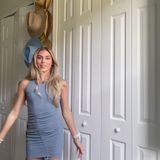 Forever 21 Blue Ruched Tie Mini Dress Photo 0