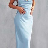 Misspap Cowl Neck Satin Maxi Dress Open Back  Photo 0