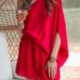 Tyche Boutique JUST MY TYPE ONE SHOULDER DRESS red size Medium Photo 0