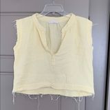 Karlie  SEMI CROPPED GAUZEY BUTTER YELLOW BLOUSE SMALL Photo 0