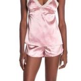Nordstrom Cozy Roxy Lace Pajama Set Size Large Pink Top + Shorts Photo 0
