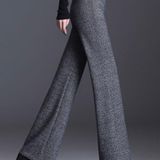 Arden B Dark Grey Silk Wool Blend High Waisted Tweed Wide Leg Office Pant Slacks Photo 0
