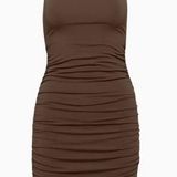 Babaton Aritzia  Contour Ruched Racerback Dress Chocolate Brown Size S Photo 0