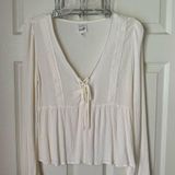 belle du jour  medium Ivory Peasant V Neck With Lace Boho Photo 0