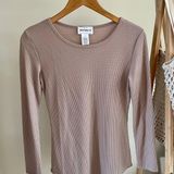 FOR THE REPUBLIC Waffle Knit Thermal Long Sleeve Top in Blush Taupe - S Photo 0