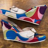 Coach | White and Blue Wedge Shoes with Chunky Silhouette Photo 0